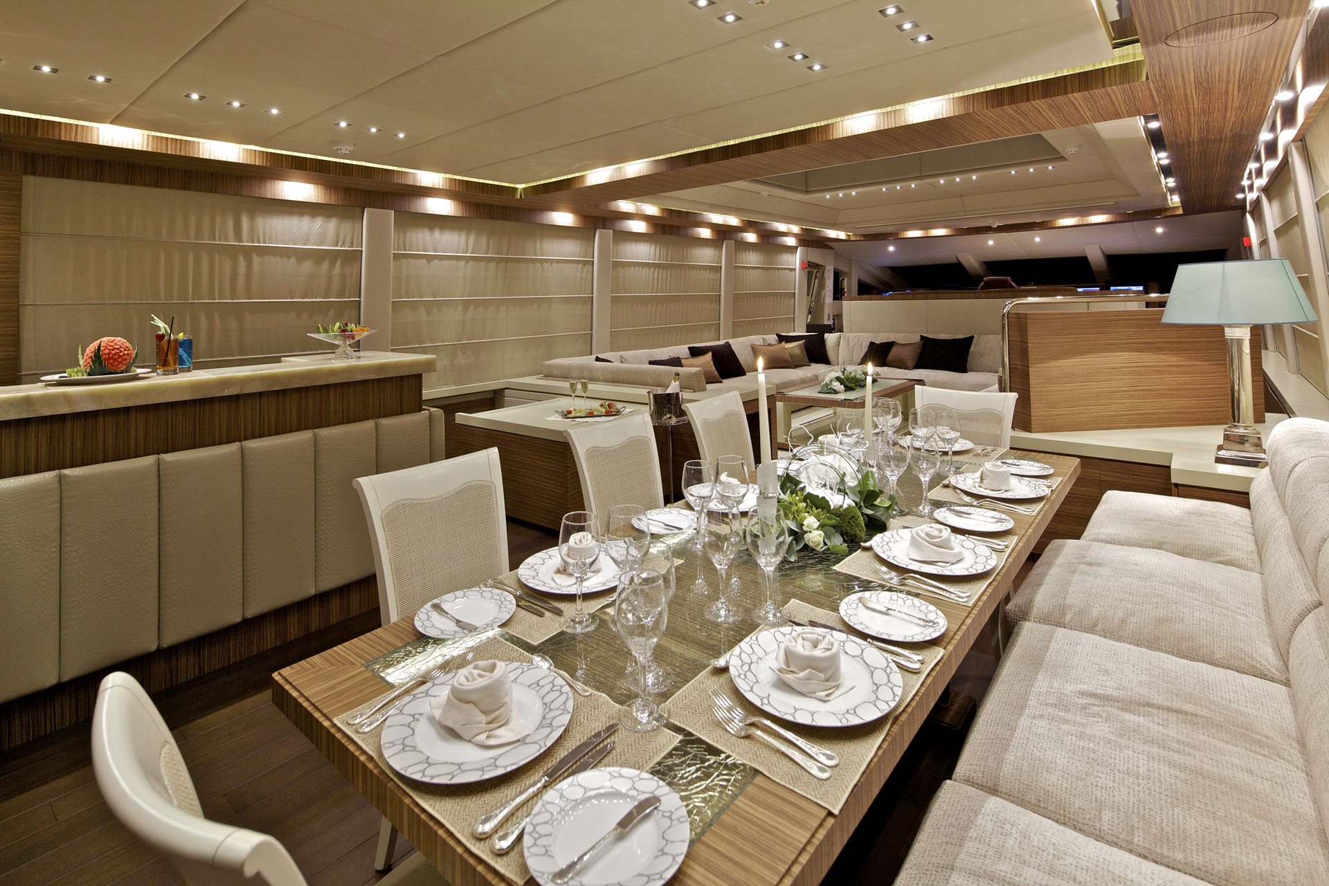 dining area set up for formal meal